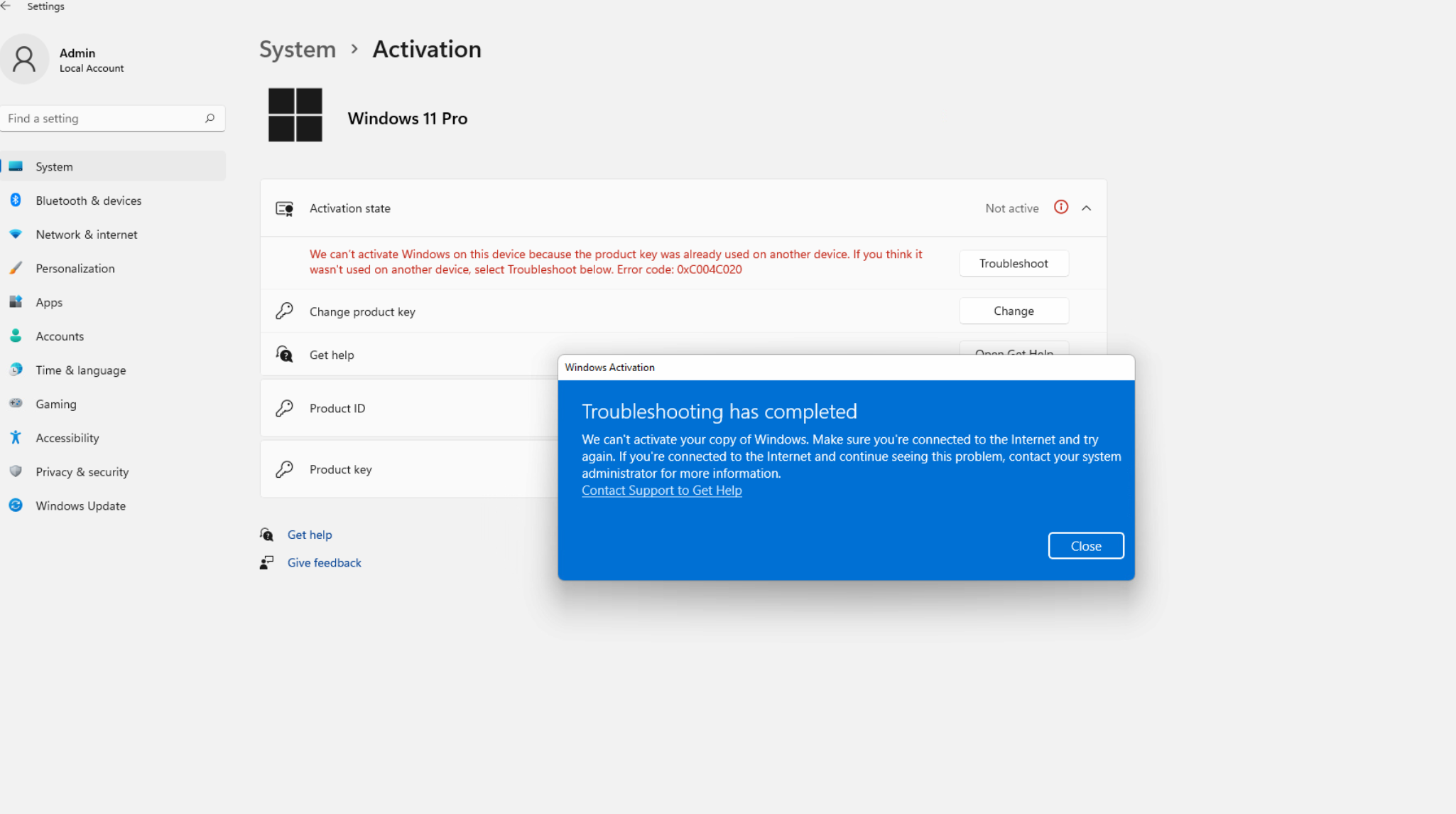 Windows 11 Activation Error