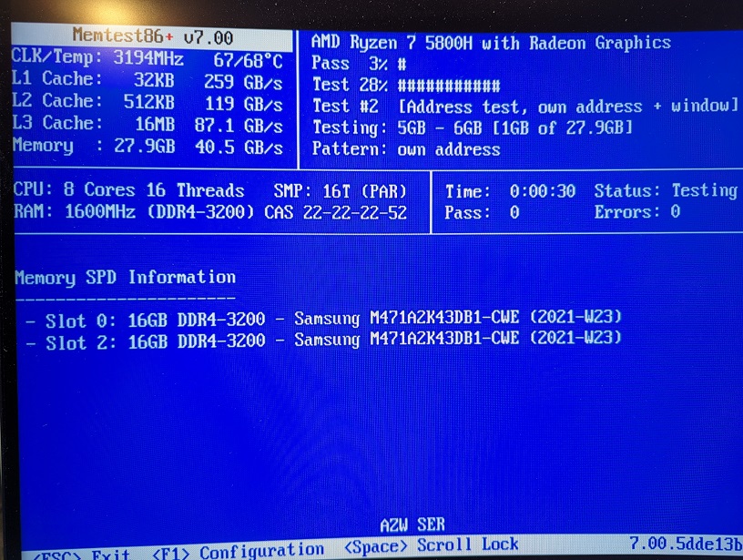 New SER 5800H and RAM issue