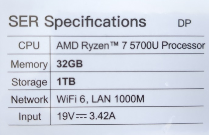 SER 5 5700U Upgrade memory 32GB -> 64GB