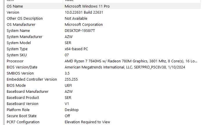 bios current version