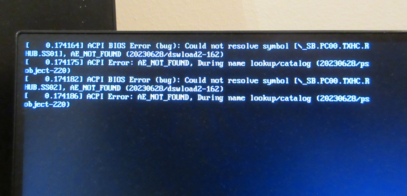 ACPI Bios Error AE_NOT_FOUND