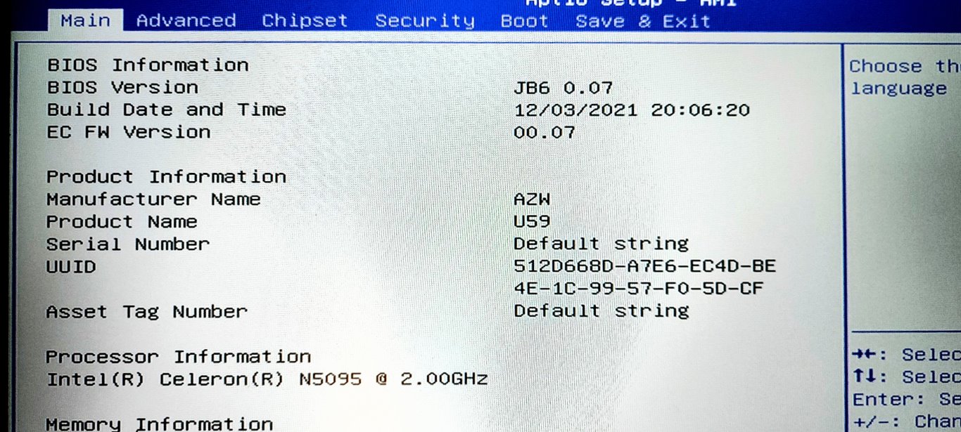 Bios screenshot